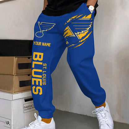 ELITE EDITION - NEW CUSTOMIZED NHL14 SLB ST. LOUIS BLUES SWEATPANTS