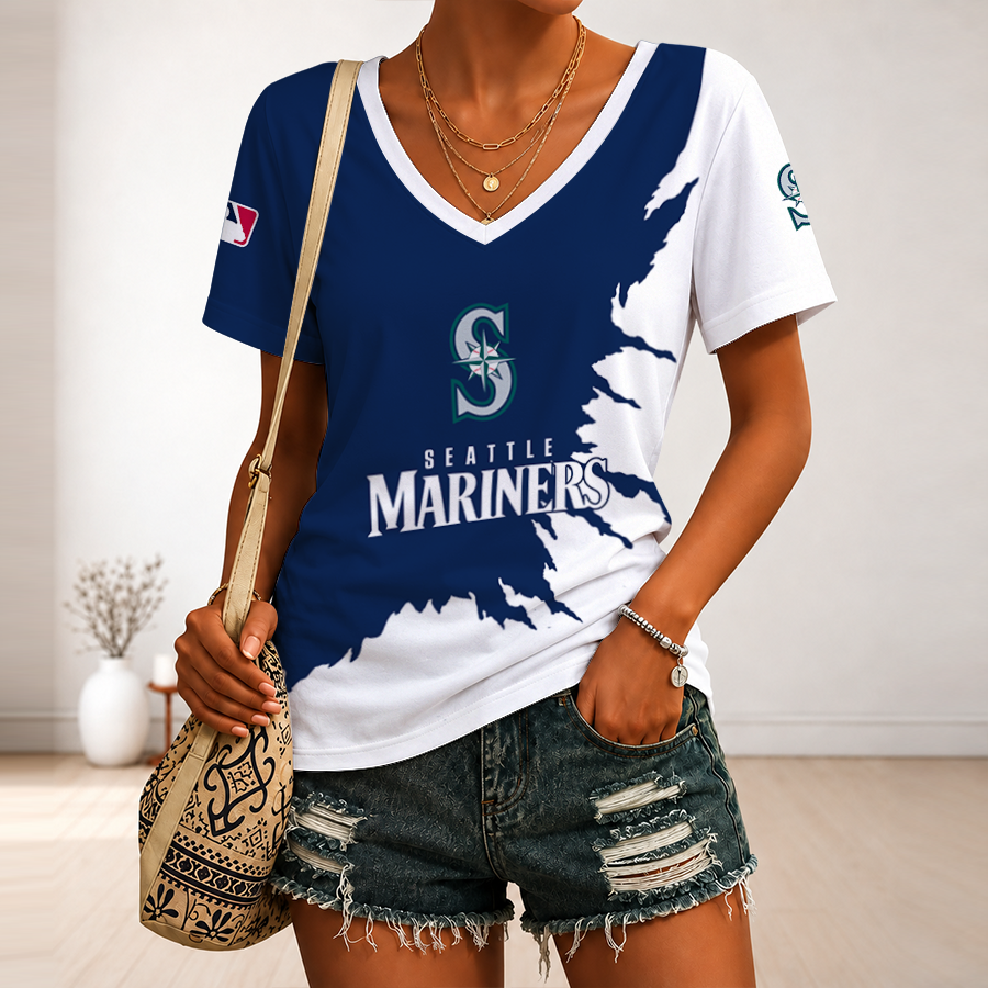 [FLASH SALE] NEW CUSTOMIZED MLB14 SMS SEATTLE MARINERS V-NECK FEMALE SHIRT