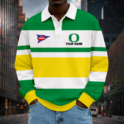 LIMITED EDITION - NEW CUSTOMIZED NCAA FBS14 OGD OREGON DUCKS UNISEX LONG SLEEVE POLO
