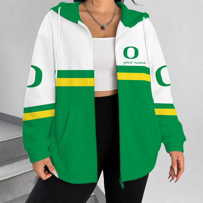 [FAN FAVORITE] NEW CUSTOMIZED NCAA FBS14 OGD OREGON DUCKS ZIP HOODIE