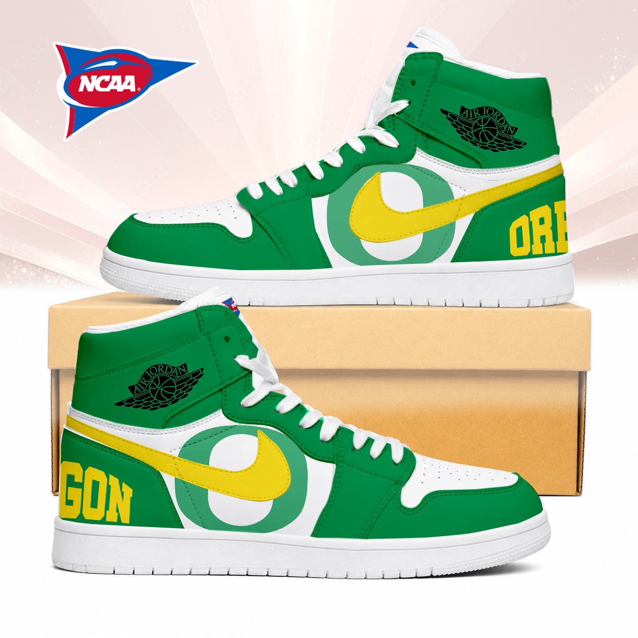 LIMITED EDITION - NEW CUSTOMIZED NCAA FBS14 OGD OREGON DUCKS AIR JORDAN SNEAKERS