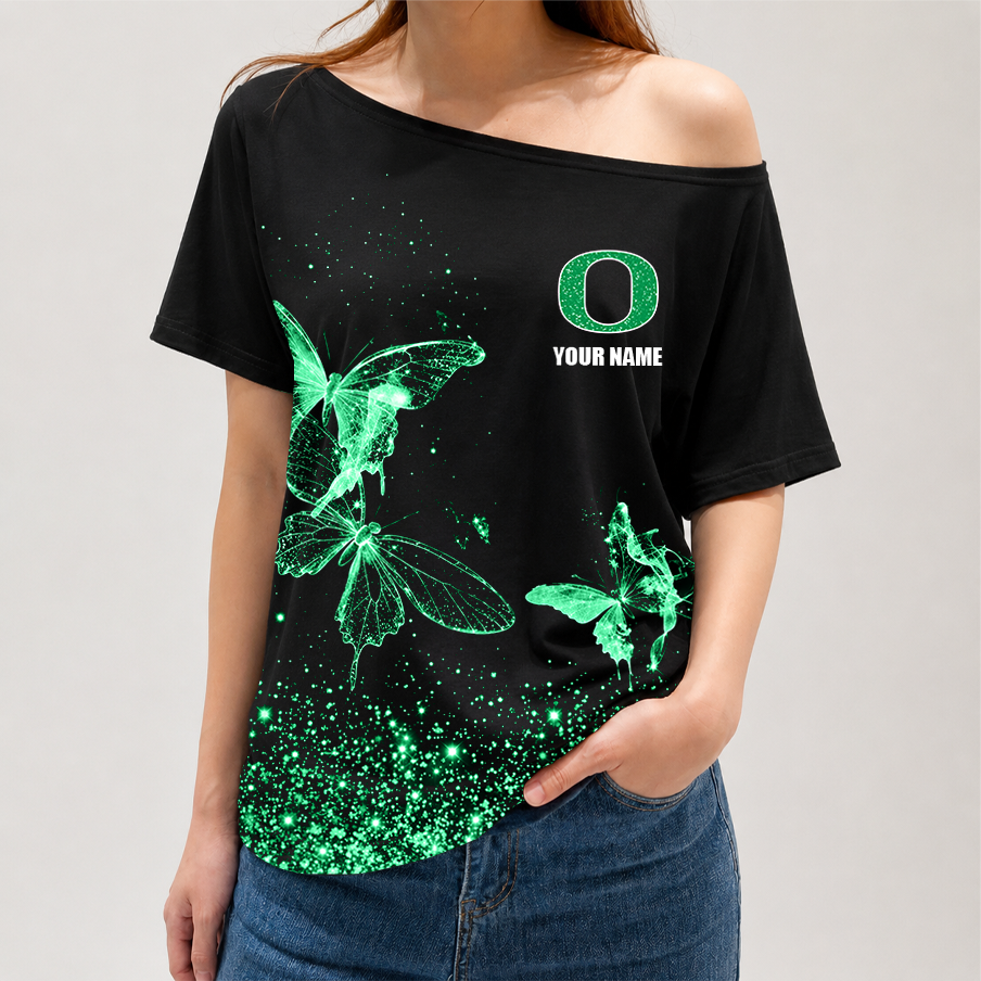 [FAN FAVORITE] NEW CUSTOMIZED NCAA FBS14 OGD OREGON DUCKS OFF-SHOULDER SHIRT