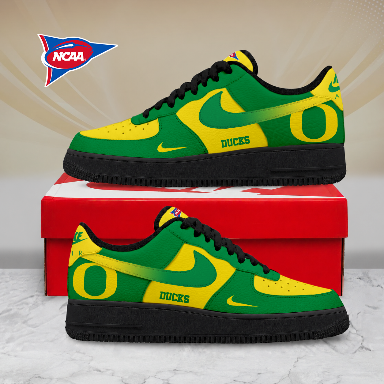 SPECIAL EDITION - NEW CUSTOMIZED NCAA FBS14 OGD OREGON DUCKS AF1 SHOES