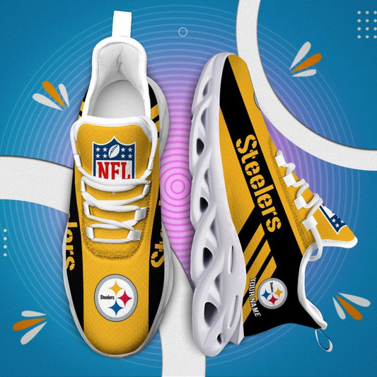 LIMITED EDITION - NEW CUSTOMIZED NFL14 PSB PITTSBURGH STEELERS UNISEX MAX SOUL SHOES