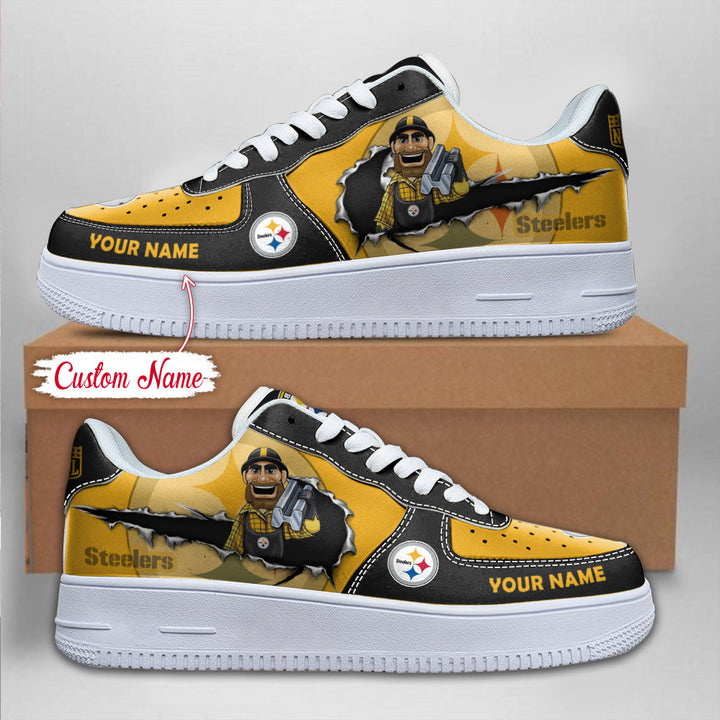 LIMITED EDITION - NEW CUSTOMIZED NFL14 PSB PITTSBURGH STEELERS AF1 SNEAKERS