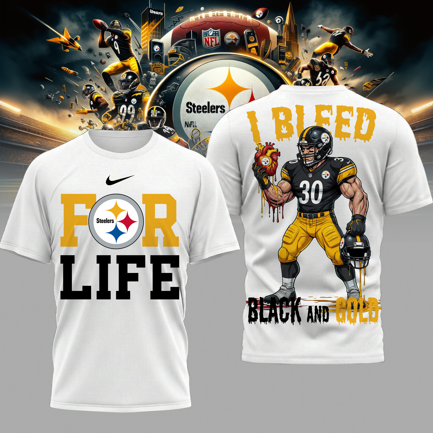 LIMITED EDITION - NEW CUSTOMIZED NFL14 PSB PB STEELERS UNISEX T-SHIRT, POLO & HOODIE