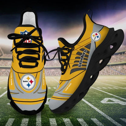 LIMITED EDITION - NEW CUSTOMIZED NFL14 PSB PITTSBURGH STEELERS UNISEX MAX SOUL SHOES