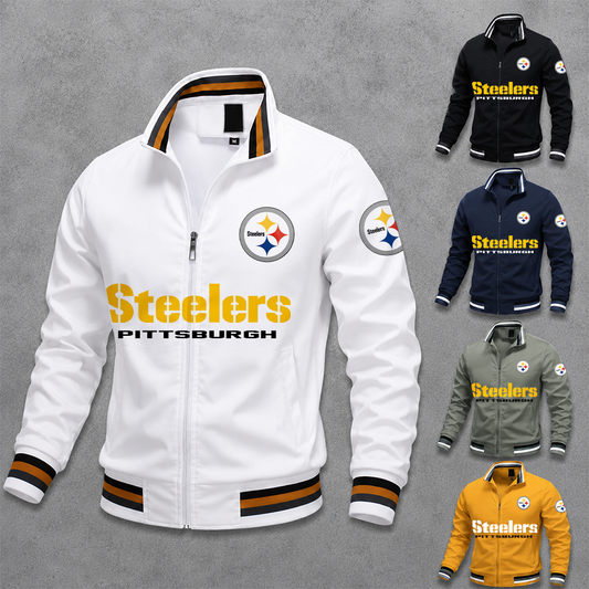 [SPECIAL OFFER] NEW CUSTOMIZED NFL14 PSB PITTSBURGH STEELERS MEN'S CASUAL JACKET
