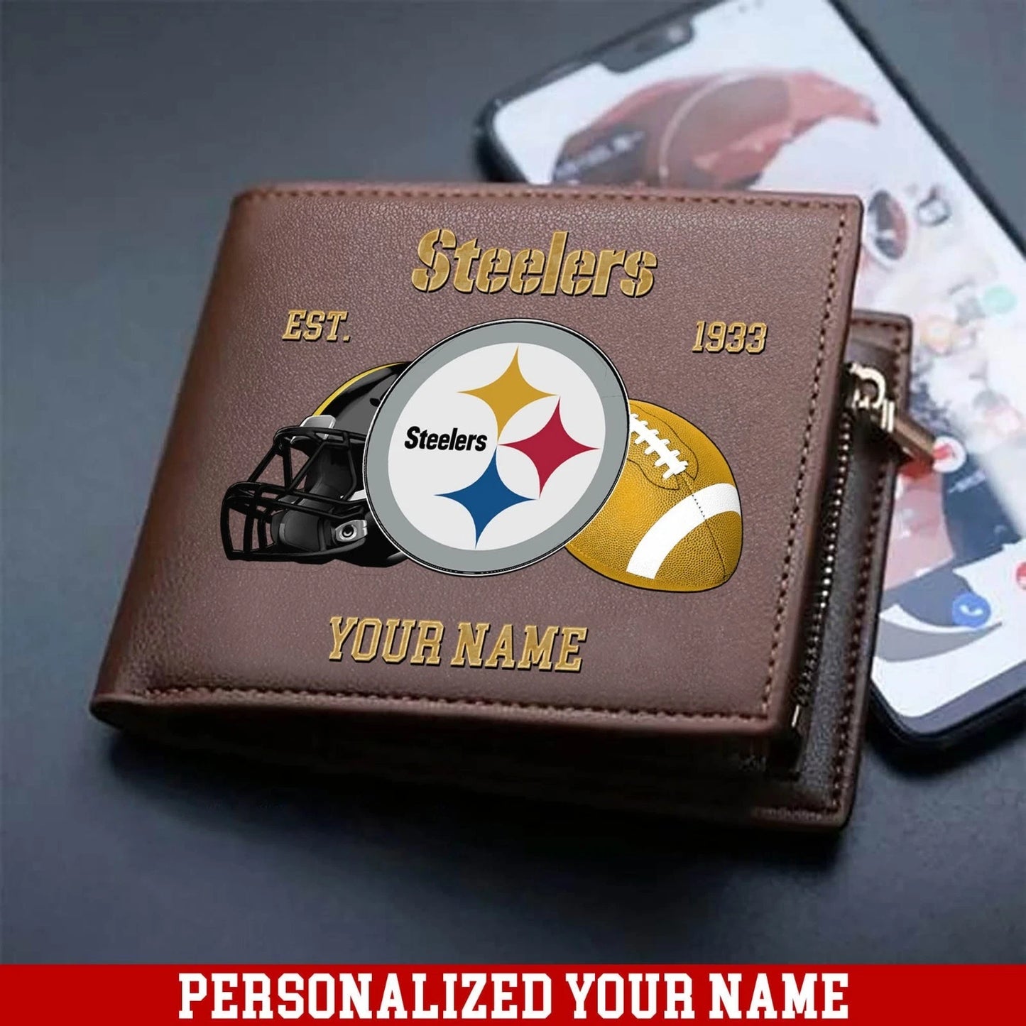 LIMITED EDITION - NEW CUSTOMIZED NFL14 PSB PITTSBURGH STEELERS LEATHER WALLET