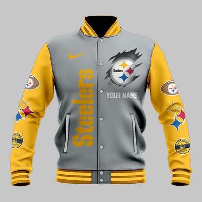 LIMITED EDITION - NEW CUSTOMIZED NFL14 PSB PITTSBURGH STEELERS BASEBALL JACKET