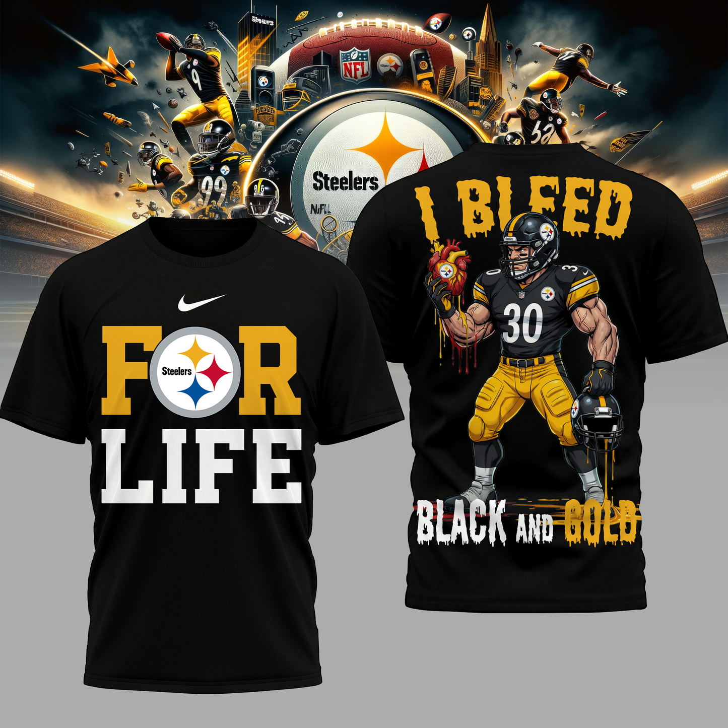 LIMITED EDITION - NEW CUSTOMIZED NFL14 PSB PB STEELERS UNISEX T-SHIRT, POLO & HOODIE
