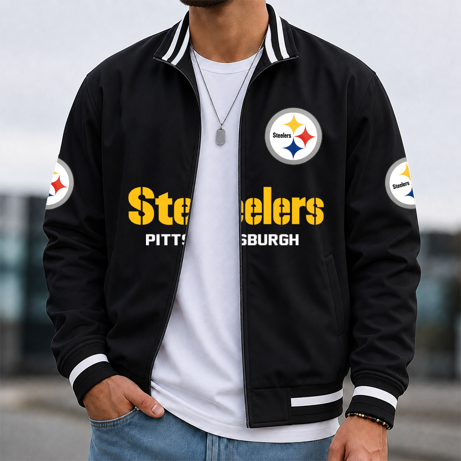 [SPECIAL OFFER] NEW CUSTOMIZED NFL14 PSB PITTSBURGH STEELERS MEN'S CASUAL JACKET