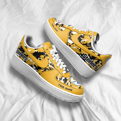 LIMITED EDITION - NEW CUSTOMIZED NFL14 PSB PITTSBURGH STEELERS AF1 SNEAKERS