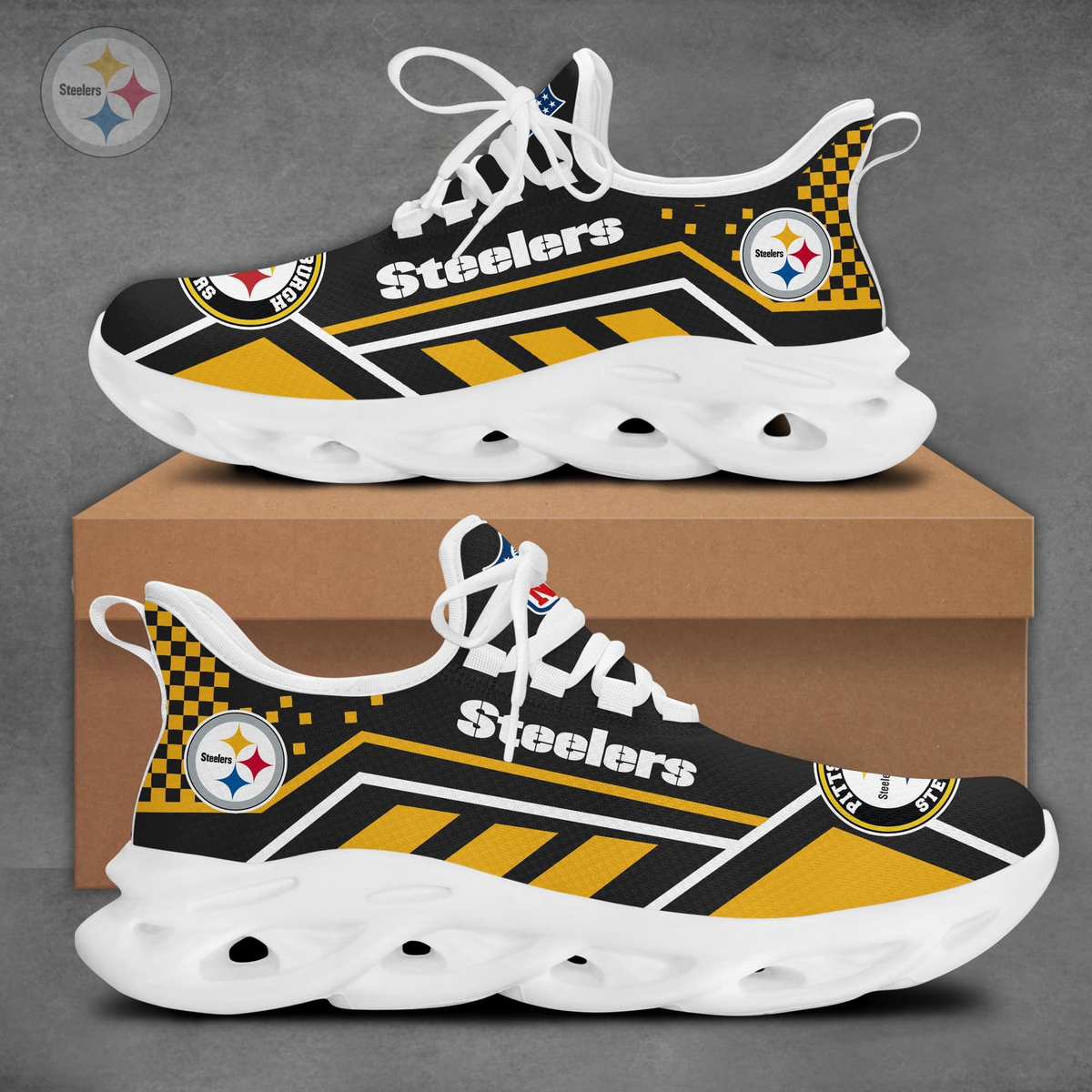 SPECIAL EDITION - NEW CUSTOMIZED NFL14 PSB PITTSBURGH STEELERS MAX SOUL SHOES