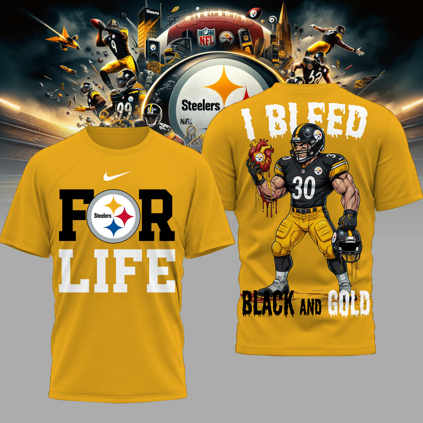 LIMITED EDITION - NEW CUSTOMIZED NFL14 PSB PB STEELERS UNISEX T-SHIRT, POLO & HOODIE
