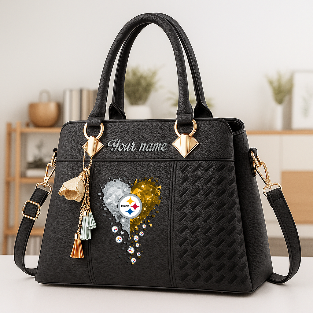 LIMITED EDITION - NEW CUSTOMIZED NFL14 PSB PITTSBURGH STEELERS ZIP HANDBAG MULTICOLOR