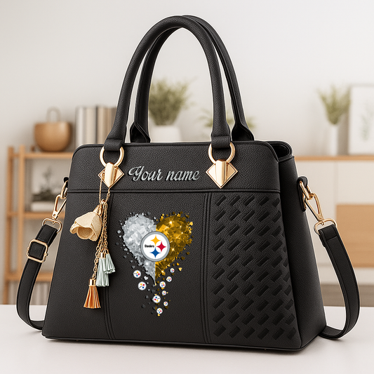 LIMITED EDITION - NEW CUSTOMIZED NFL14 PSB PITTSBURGH STEELERS ZIP HANDBAG MULTICOLOR