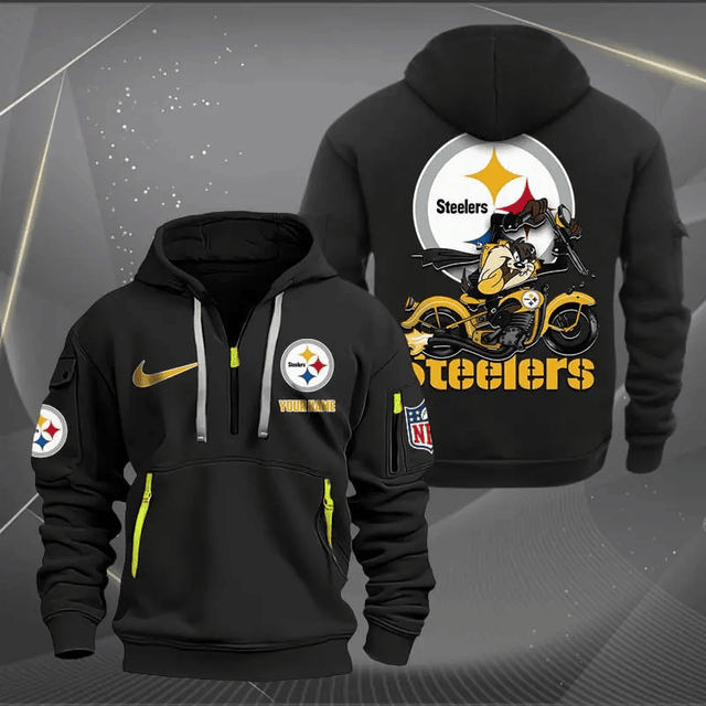 [SPECIAL OFFER] NEW CUSTOMIZED NFL14 PSB PITTSBURGH STEELERS MUTICOLOR QUARTER ZIP HOODIE
