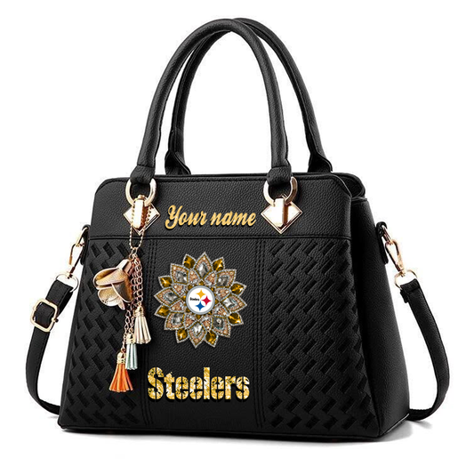 LIMITED EDITION - NEW CUSTOMIZED NFL14 PSB PITTSBURGH STEELERS WOMEN'S ZIP HANDBAG MULTICOLOR