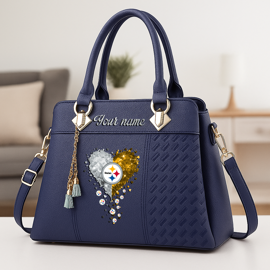 LIMITED EDITION - NEW CUSTOMIZED NFL14 PSB PITTSBURGH STEELERS ZIP HANDBAG MULTICOLOR