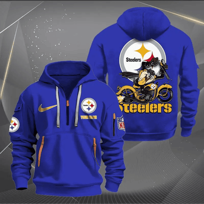 [SPECIAL OFFER] NEW CUSTOMIZED NFL14 PSB PITTSBURGH STEELERS MUTICOLOR QUARTER ZIP HOODIE