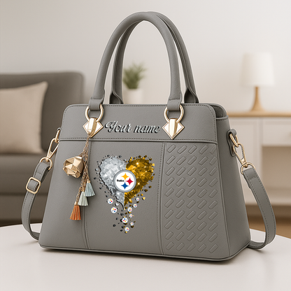 LIMITED EDITION - NEW CUSTOMIZED NFL14 PSB PITTSBURGH STEELERS ZIP HANDBAG MULTICOLOR