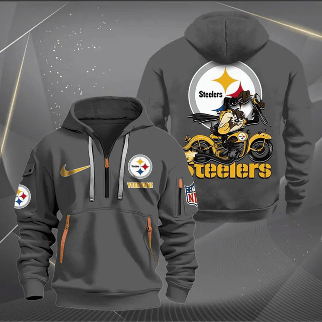 [SPECIAL OFFER] NEW CUSTOMIZED NFL14 PSB PITTSBURGH STEELERS MUTICOLOR QUARTER ZIP HOODIE