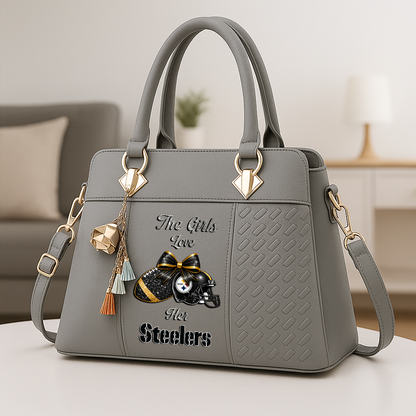 LIMITED EDITION - NEW CUSTOMIZED NFL14 PSB PITTSBURGH STEELERS WOMEN'S ZIP HANDBAG MULTICOLOR