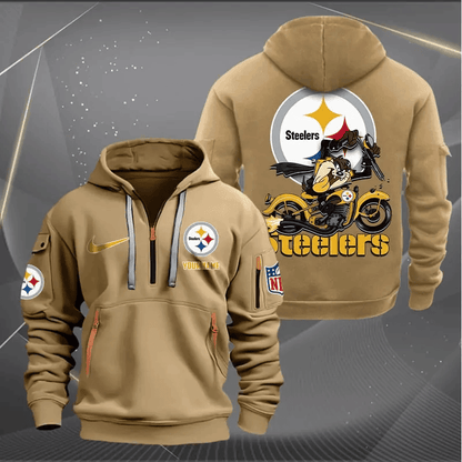 [SPECIAL OFFER] NEW CUSTOMIZED NFL14 PSB PITTSBURGH STEELERS MUTICOLOR QUARTER ZIP HOODIE