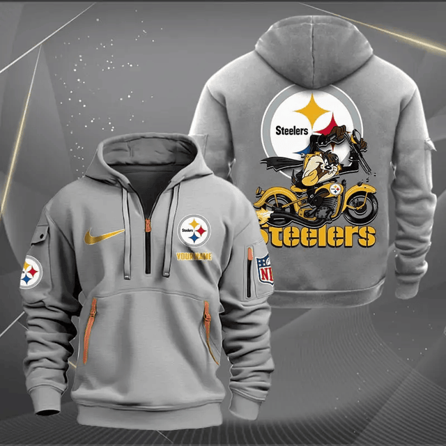 [SPECIAL OFFER] NEW CUSTOMIZED NFL14 PSB PITTSBURGH STEELERS MUTICOLOR QUARTER ZIP HOODIE