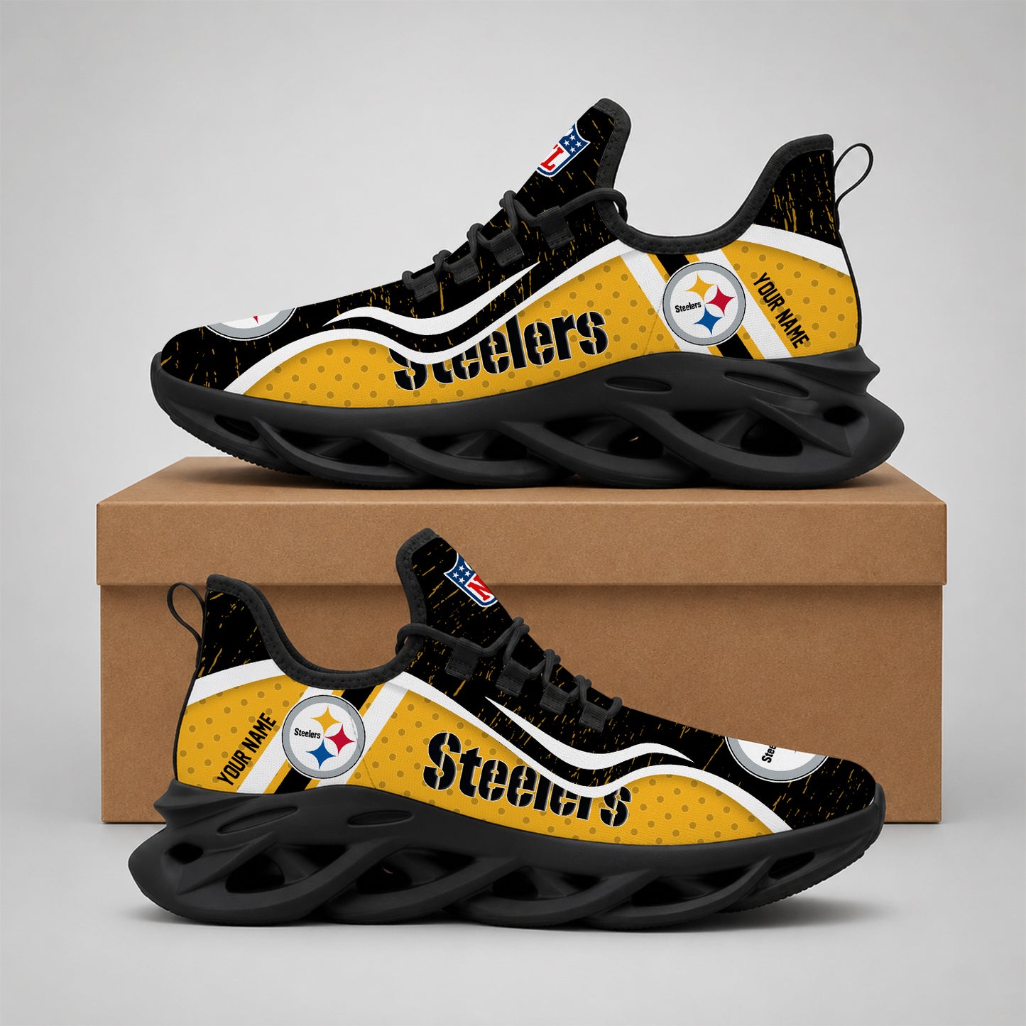 SPECIAL EDITION - NEW CUSTOMIZED NFL14 PSB PITTSBURGH STEELERS MAX SOUL SHOES