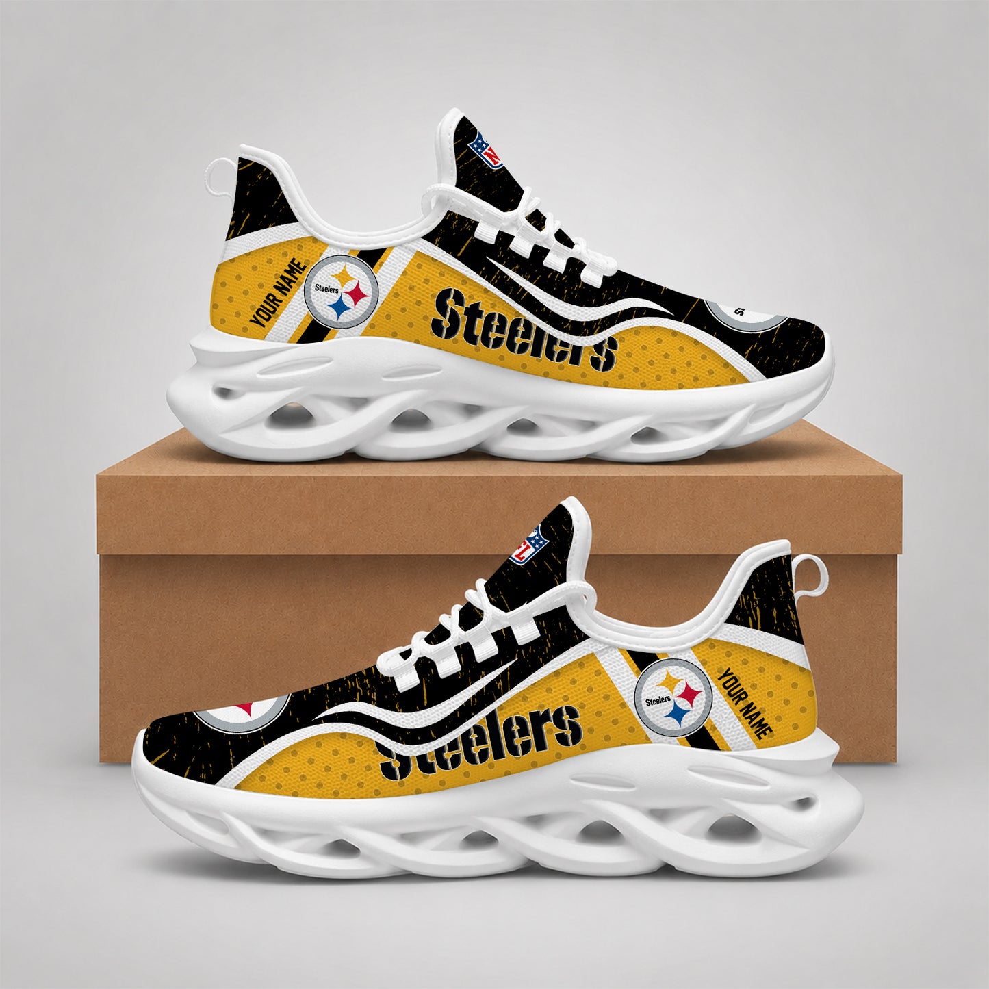SPECIAL EDITION - NEW CUSTOMIZED NFL14 PSB PITTSBURGH STEELERS MAX SOUL SHOES