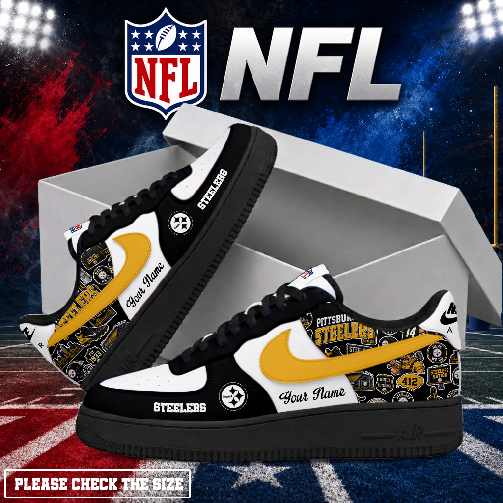 LIMITED EDITION - NEW CUSTOMIZED NFL14 PSB PITTSBURGH STEELERS AF1 SHOES