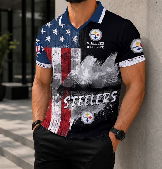SPECIAL EDITION - NEW CUSTOMIZED NFL14 PSB PITTSBURGH STEELERS POLO SHIRT