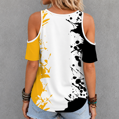 [SPECIAL OFFER] NEW CUSTOMIZED NFL14 PSB PITTSBURGH STEELERS CRISS CROSS V-NECK TOP