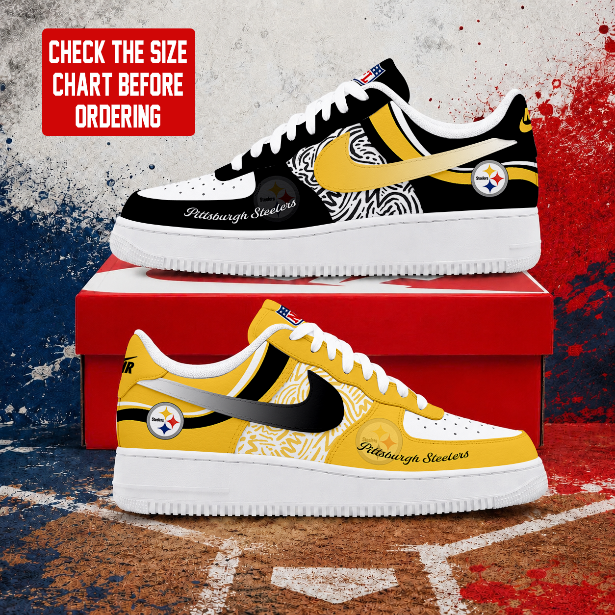 LIMITED EDITION - NEW CUSTOMIZED NFL14 PSB PITTSBURGH STEELERS AF1 SHOES
