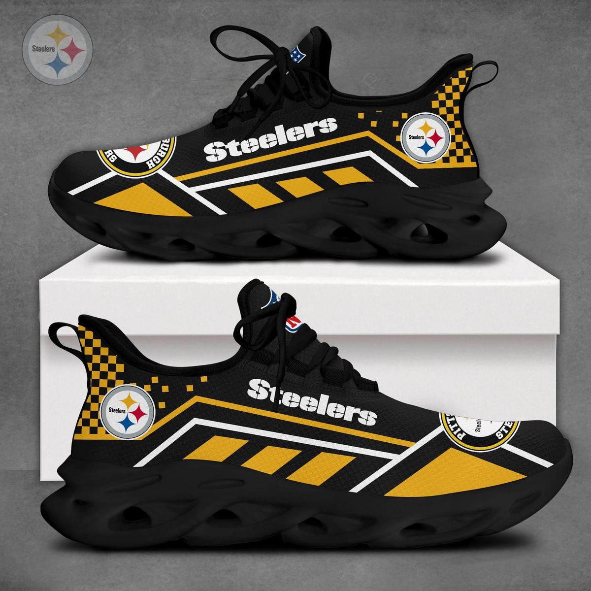 SPECIAL EDITION - NEW CUSTOMIZED NFL14 PSB PITTSBURGH STEELERS MAX SOUL SHOES