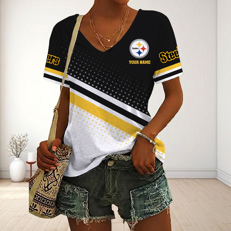 LIMITED EDITION - NEW CUSTOMIZED NFL14 PSB PITTSBURGH STEELERS V-NECK FEMALE SHIRT