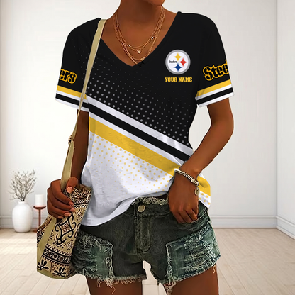 LIMITED EDITION - NEW CUSTOMIZED NFL14 PSB PITTSBURGH STEELERS V-NECK FEMALE SHIRT