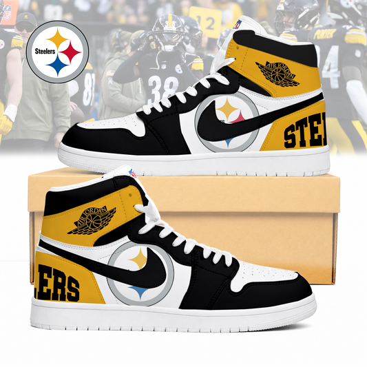 LIMITED EDITION - NEW CUSTOMIZED NFL14 PSB PITTSBURGH STEELERS AIR JORDAN SNEAKERS