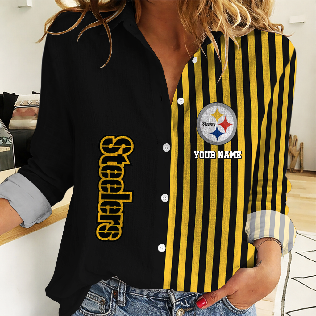 ELITE EDITION - NEW CUSTOMIZED NFL14 PSB PITTSBURGH STEELERS WOMEN CASUAL SHIRT