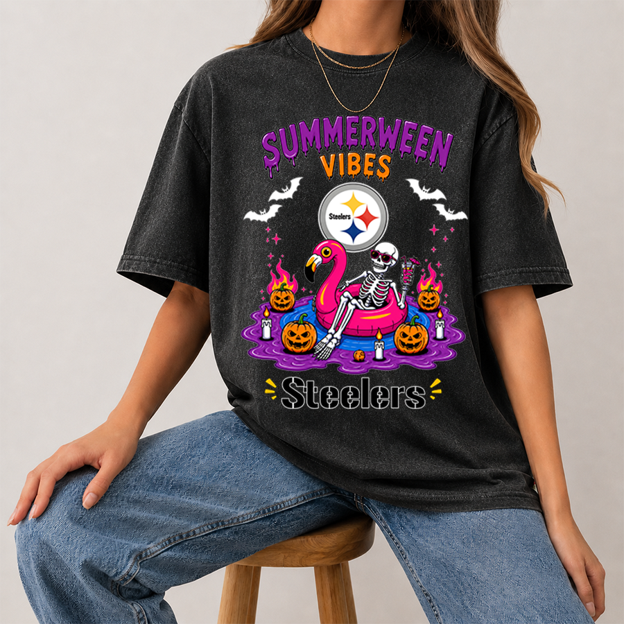 [SPECIAL OFFER] NEW CUSTOMIZED NFL14 PSB PITTSBURGH STEELERS SUMMERWEEN  MULTICOLOR WASHED TEE