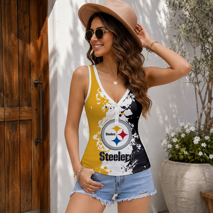 VIRAL EDITION - NEW CUSTOMIZED NFL14 PSB PITTSBURGH STEELERS WOMEN'S V-NECK TANK TOP