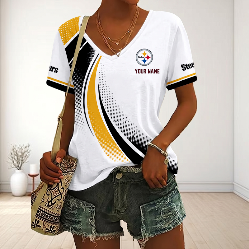LIMITED EDITION - NEW CUSTOMIZED NFL14 PSB PITTSBURGH STEELERS V-NECK FEMALE SHIRT