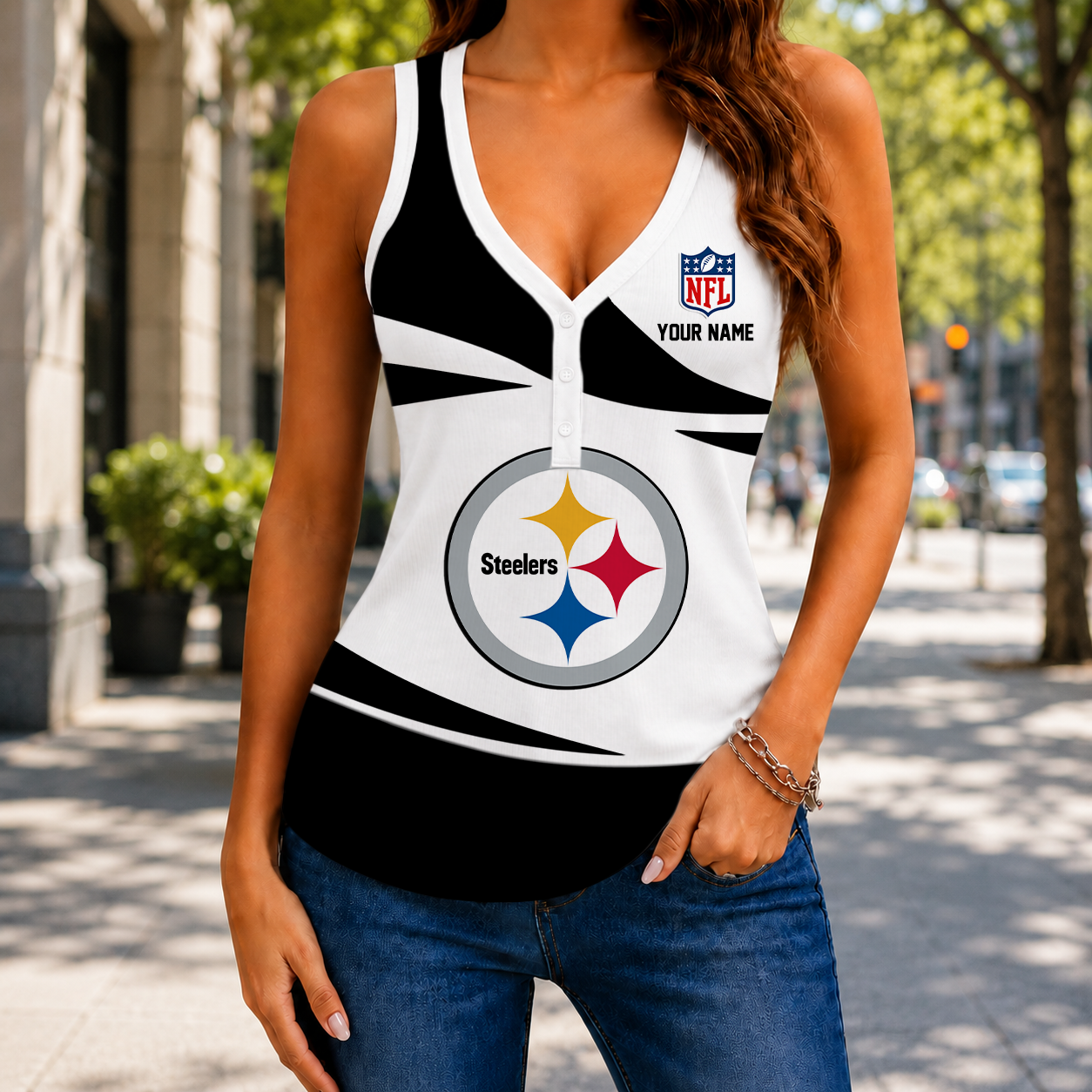 LIMITED EDITION NEW CUSTOMIZED NFL14 PSB PITTSBURGH STEELERS WOMEN'S V-NECK TANK TOP