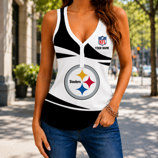 LIMITED EDITION NEW CUSTOMIZED NFL14 PSB PITTSBURGH STEELERS WOMEN'S V-NECK TANK TOP