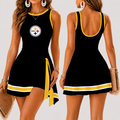 [SPECIAL OFFER] NEW CUSTOMIZED NFL14 PSB PITTSBURGH STEELERS WOMEN'S SUMMER SKORT DRESS
