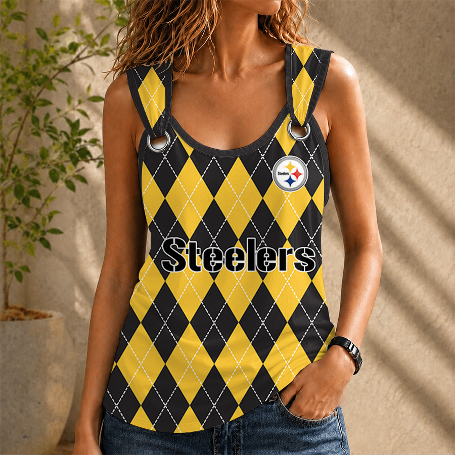 [SPECIAL OFFER] NEW CUSTOMIZED NFL14 PSB PITTSBURGH STEELERS O-RING SHOULDER TANK TOP