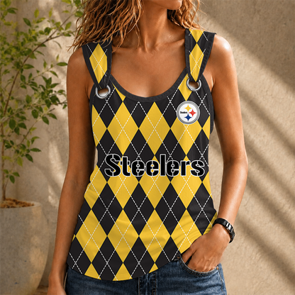 [SPECIAL OFFER] NEW CUSTOMIZED NFL14 PSB PITTSBURGH STEELERS O-RING SHOULDER TANK TOP