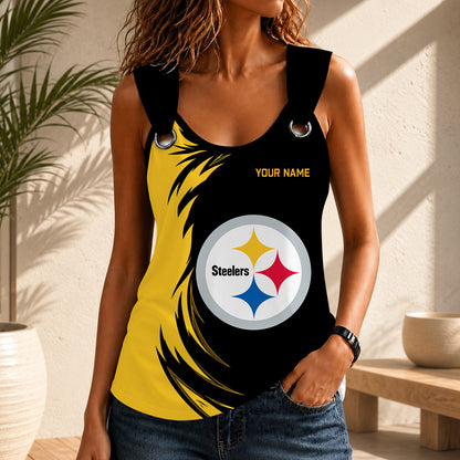 LIMITED EDITION - NEW CUSTOMIZED NFL14 PSB PITTSBURGH STEELERS O-RING SHOULDER TANK TOP